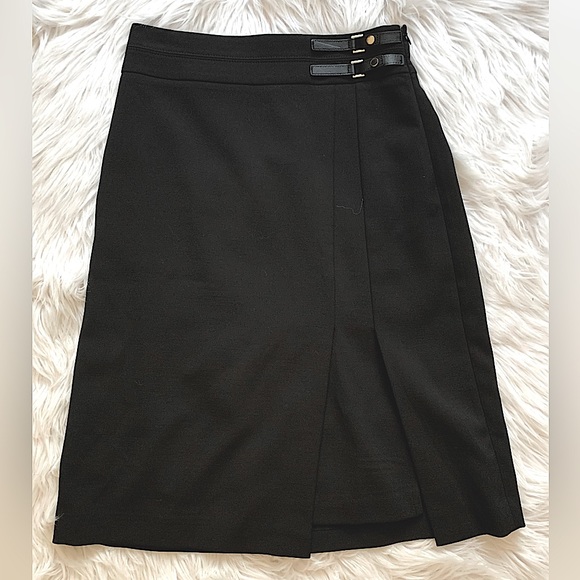 WHBM Black Skirt w/ Side Buckle and Front Slit - Picture 4 of 16